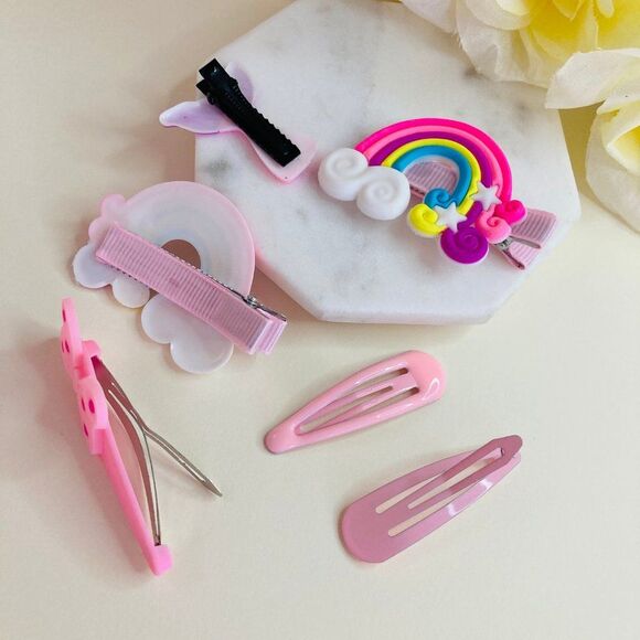 Set of 6 Pcs Pink Hair Clips Barrette for Girls & Toddler - Picture 3 of 6
